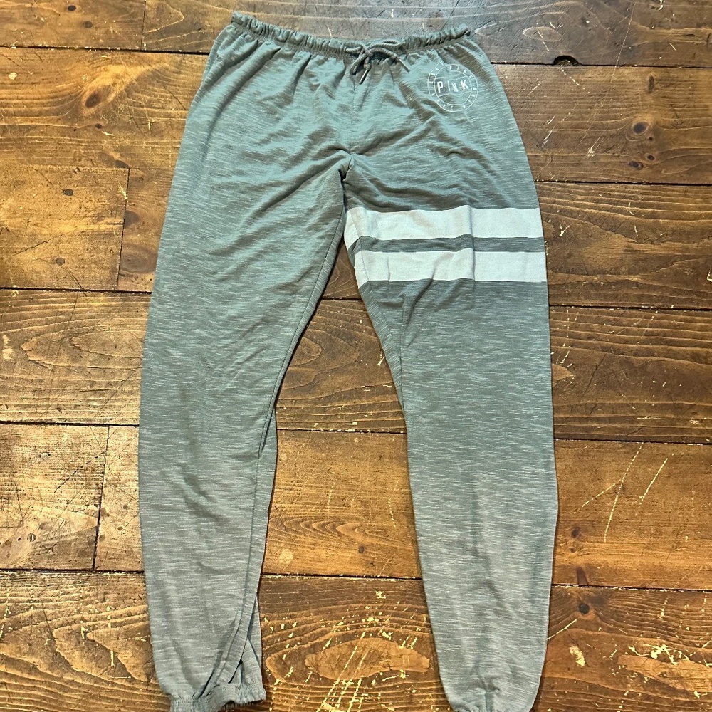 Victoria's Secret Love Pink Gray and White Joggers Size Small